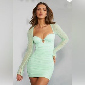 Oh Polly St. Germain embellished long sleeve dress in the color Mint👗